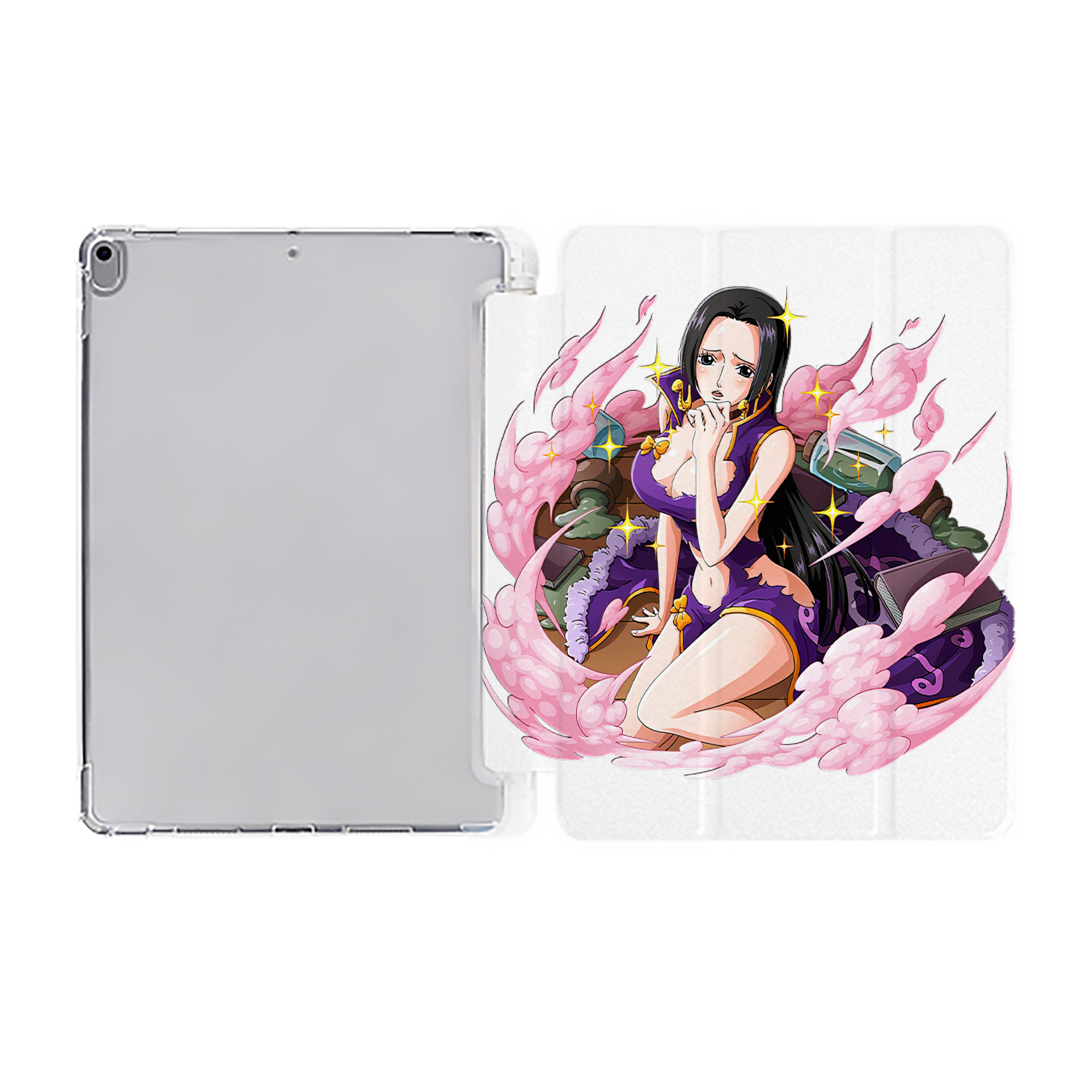 （画像用） ワンピース ボア・ハンコック ONE PIECE Boa·Hancock IPad ケース ペン収納付き 三つ折りスタンド PUレザー×シリコン 対応機種9.5/10.5/10.9インチ
